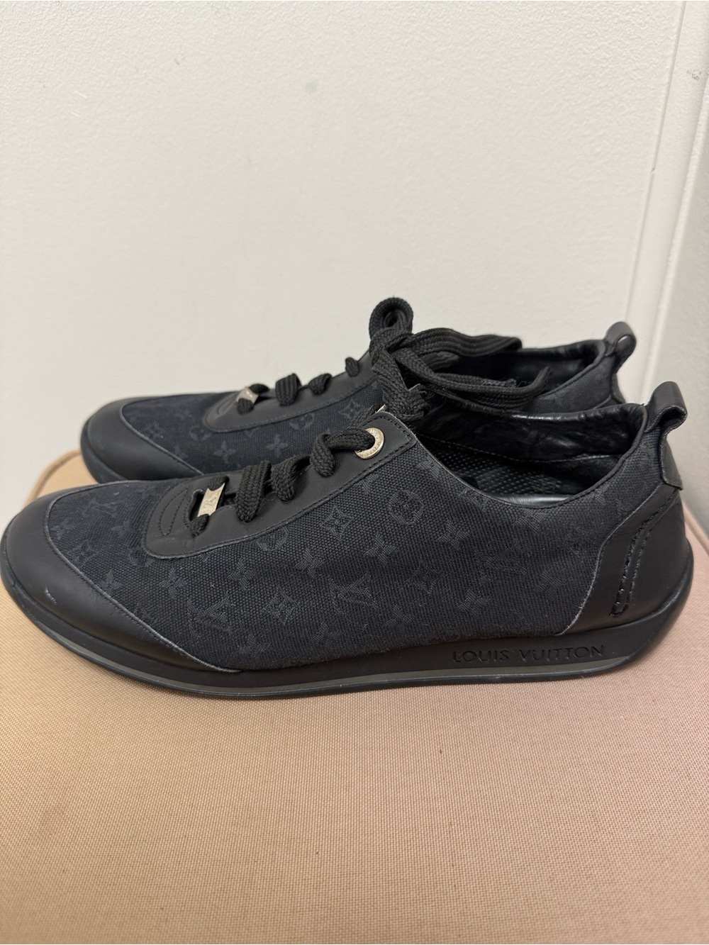Louis Vuitton Men’s Black Monogram Low-Profile Sneakers - Picture 9 of 9